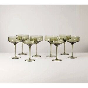 RARE Set of 8 12oz Coupe Glasses Green - Hearth & Hand with Magnolia NEW